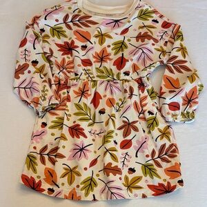 Hanna Andersson Pink and Green Leaf Dress